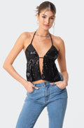 Estelle Open-Back Sequin Top