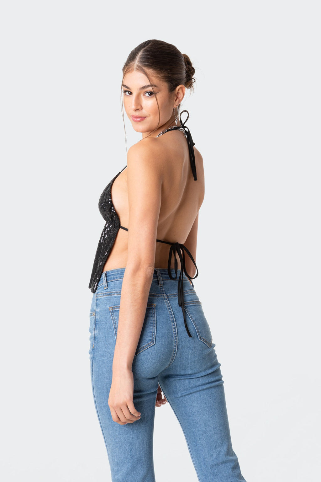 Estelle Open-Back Sequin Top