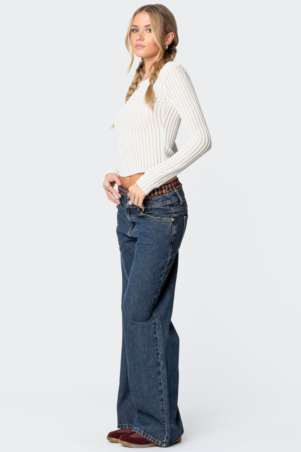 Textured Sheer Boat Neck Top