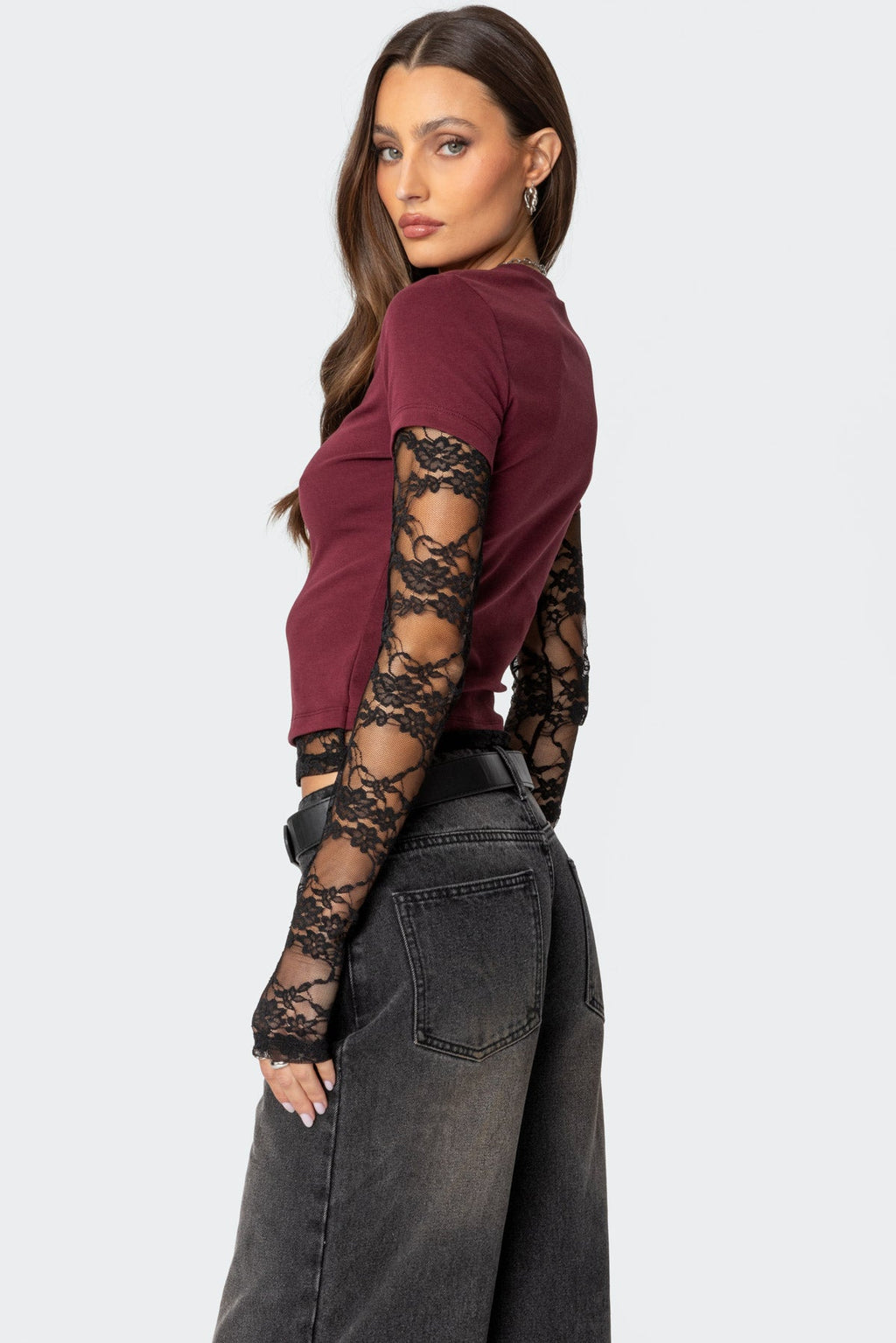 Layered Lace Sleeve Top