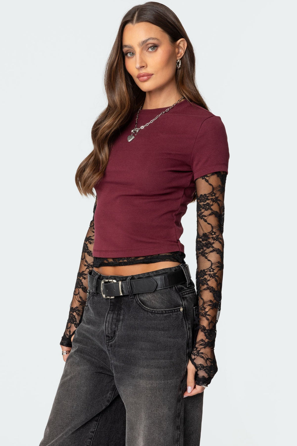 Layered Lace Sleeve Top