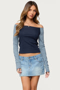 Rion Contrast Striped Off Shoulder Top