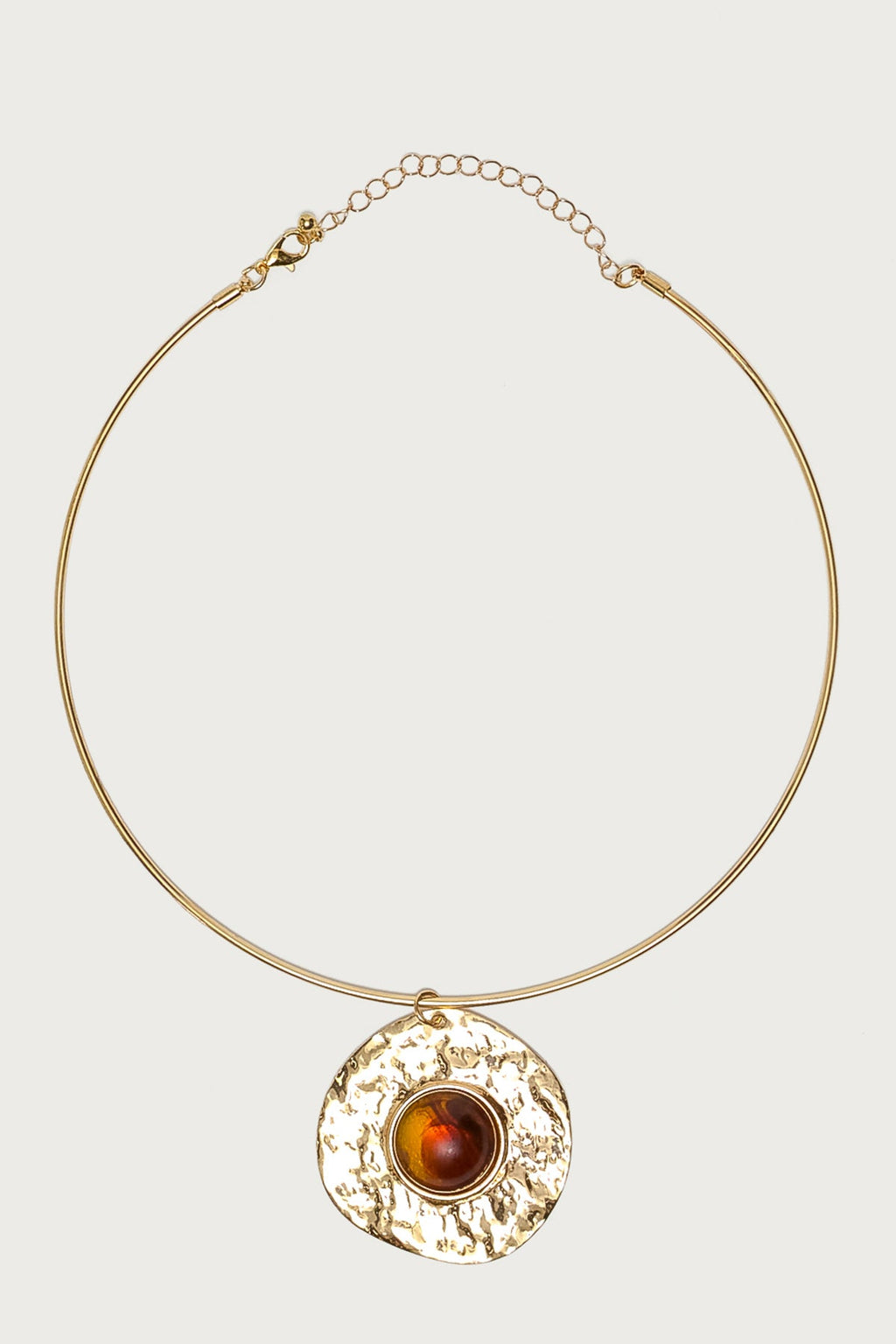 Textured Pendant & Stone Necklace