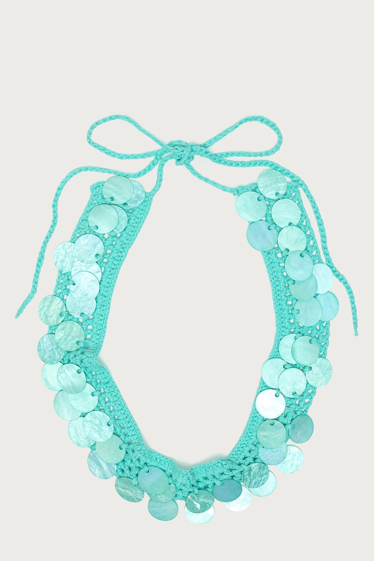 Iridescent Disk Crochet Tie Belt