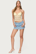 Eyelet Scallop Denim Mini Skort
