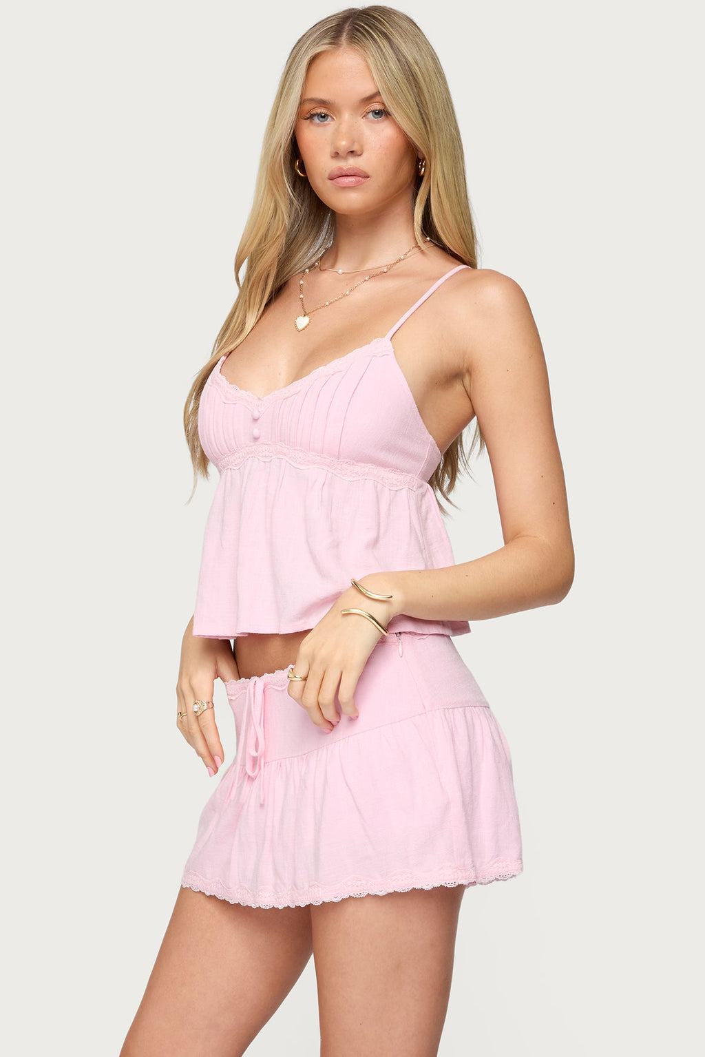 Selene Lacey Pleated Tank Top