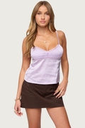 Blanca Satin Effect Lace Trim Tank Top
