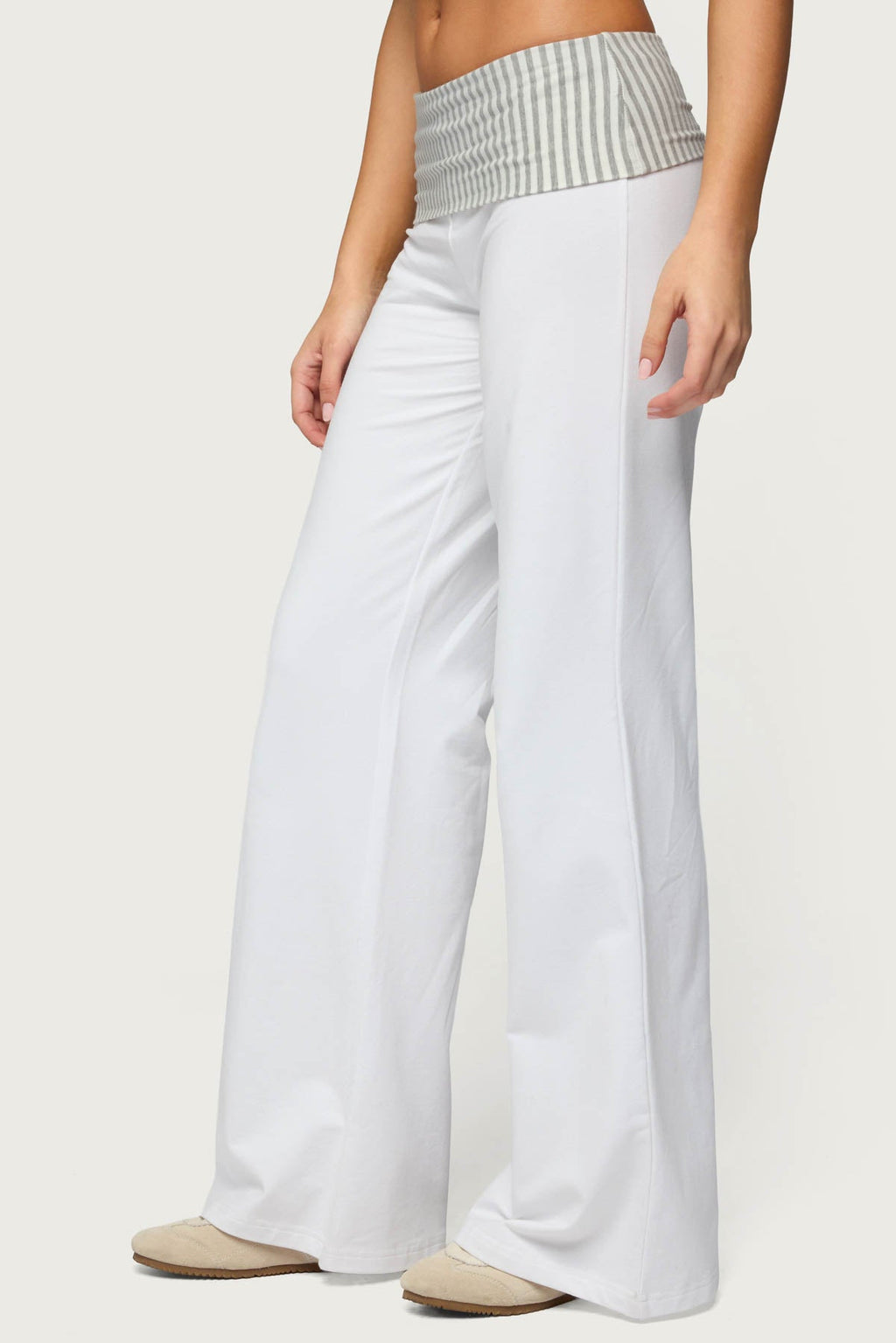 Meshey Striped Foldover Pants