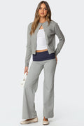 Wide Leg Contrast Foldover Pants