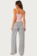 Bow Pocket Low Rise Baggy Jeans