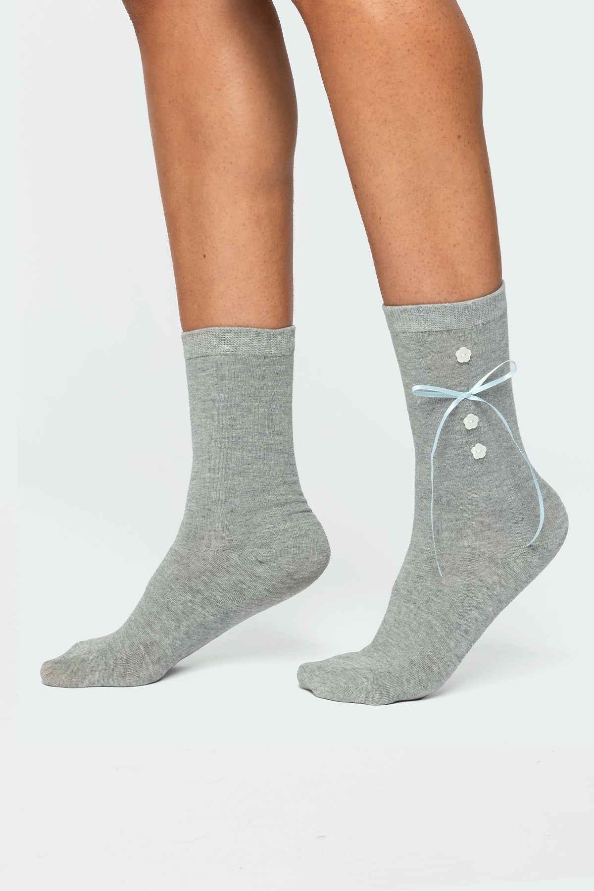 Ribbon & Flower Button Socks