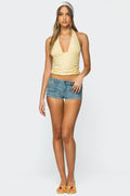 Cargo Pockets Denim Micro Shorts