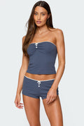 Isela Contrast Pointelle Tube Top