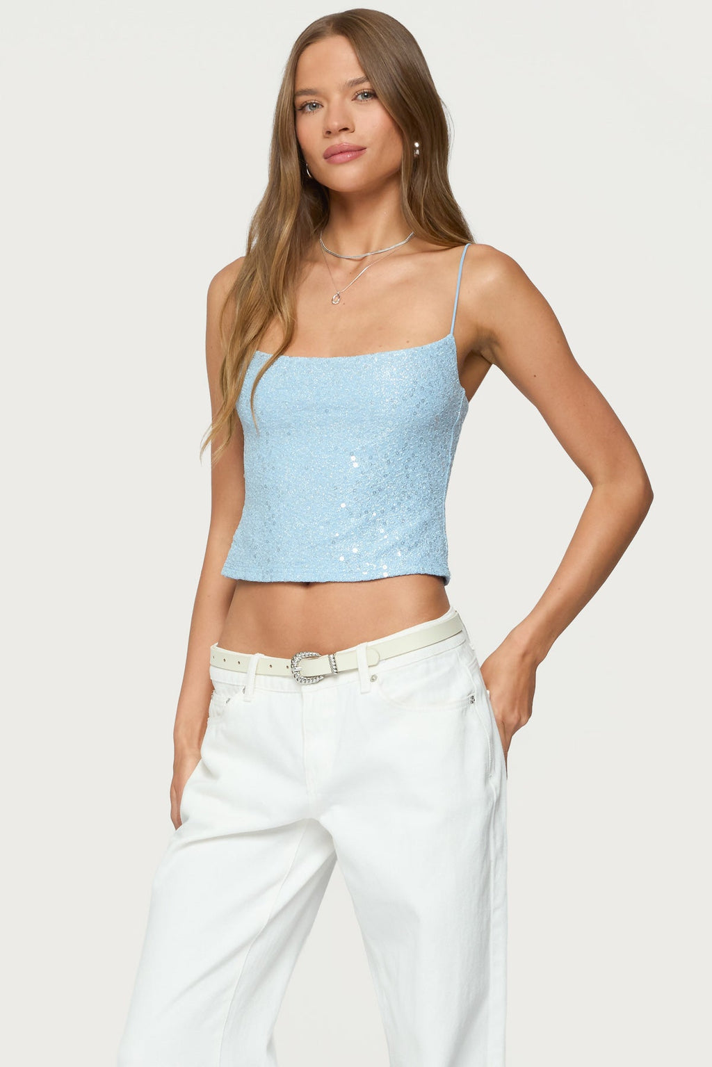 Metallic & Sequin Textured Tank Top