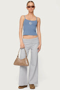 Petite Wide Leg Fold Over Pants