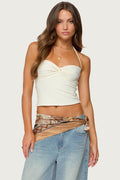 Zoee Twisted Textured Halter Top