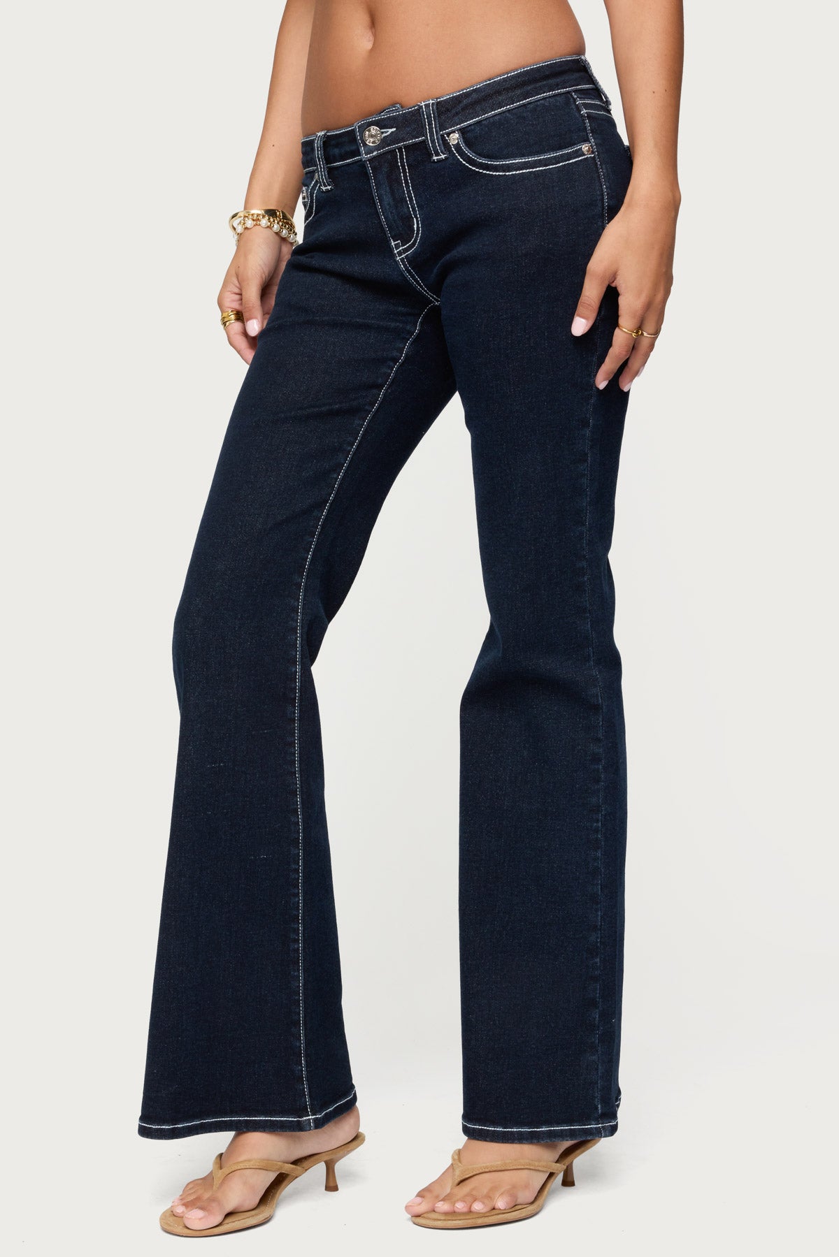 Louis Contrast Low Rise Bootcut Jeans