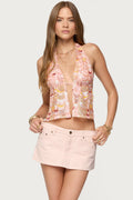 Mermaid Backless Sequin Split Front Top