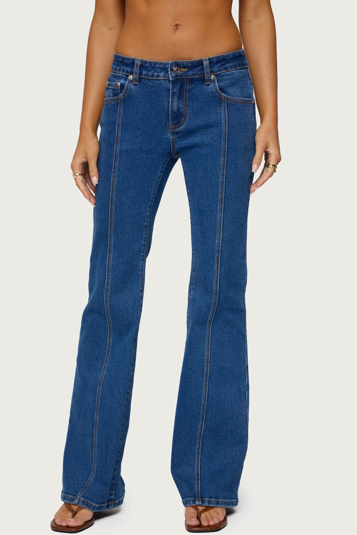 Starrie Panel Stitch Low Rise Bootcut Jeans