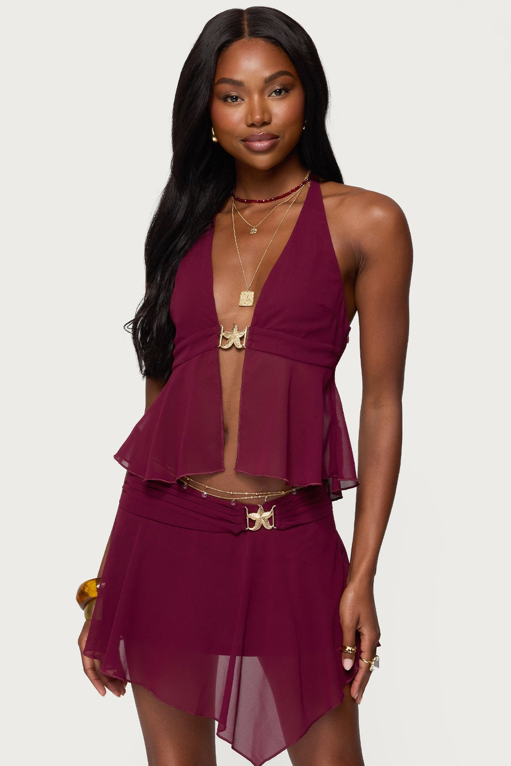 Sea Star Chiffon Split Front Top