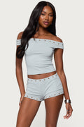 Neriah Grommet Off Shoulder Top