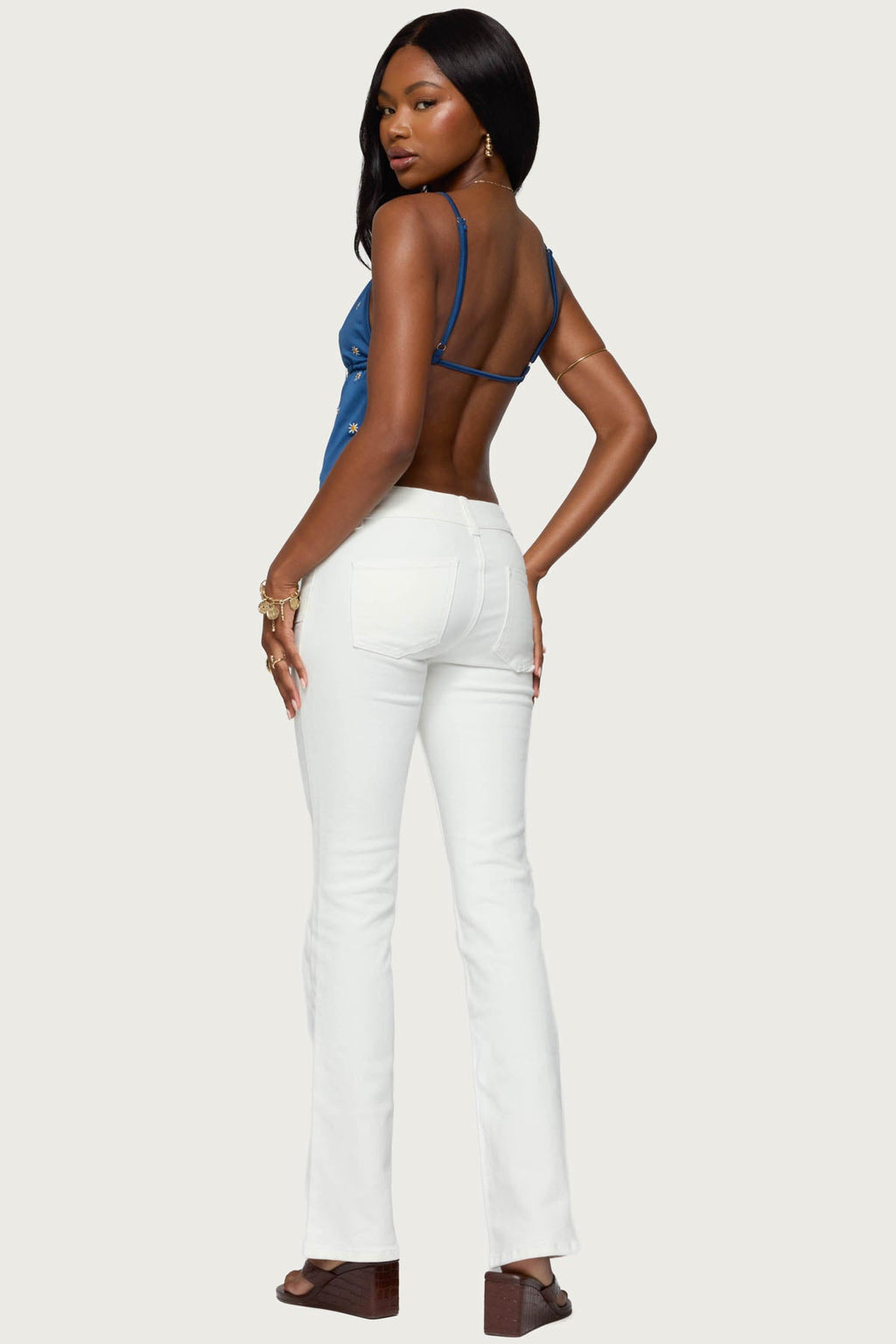 Soleil Embroidered Open Back Top