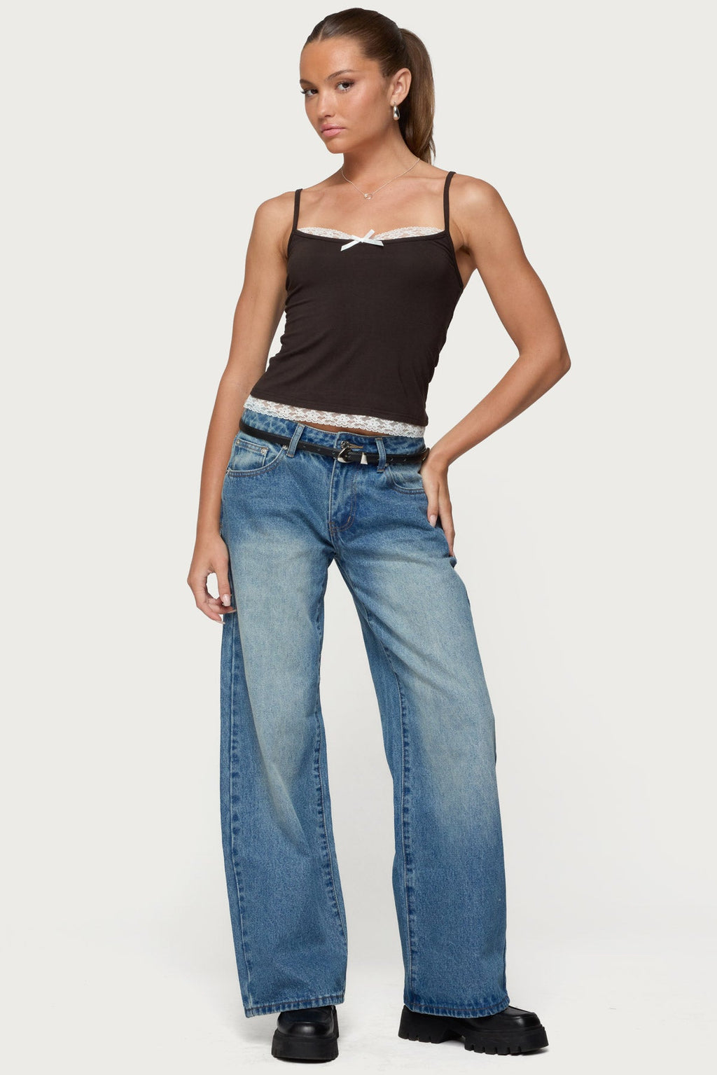 Adriel Contrast Lacey Tank Top