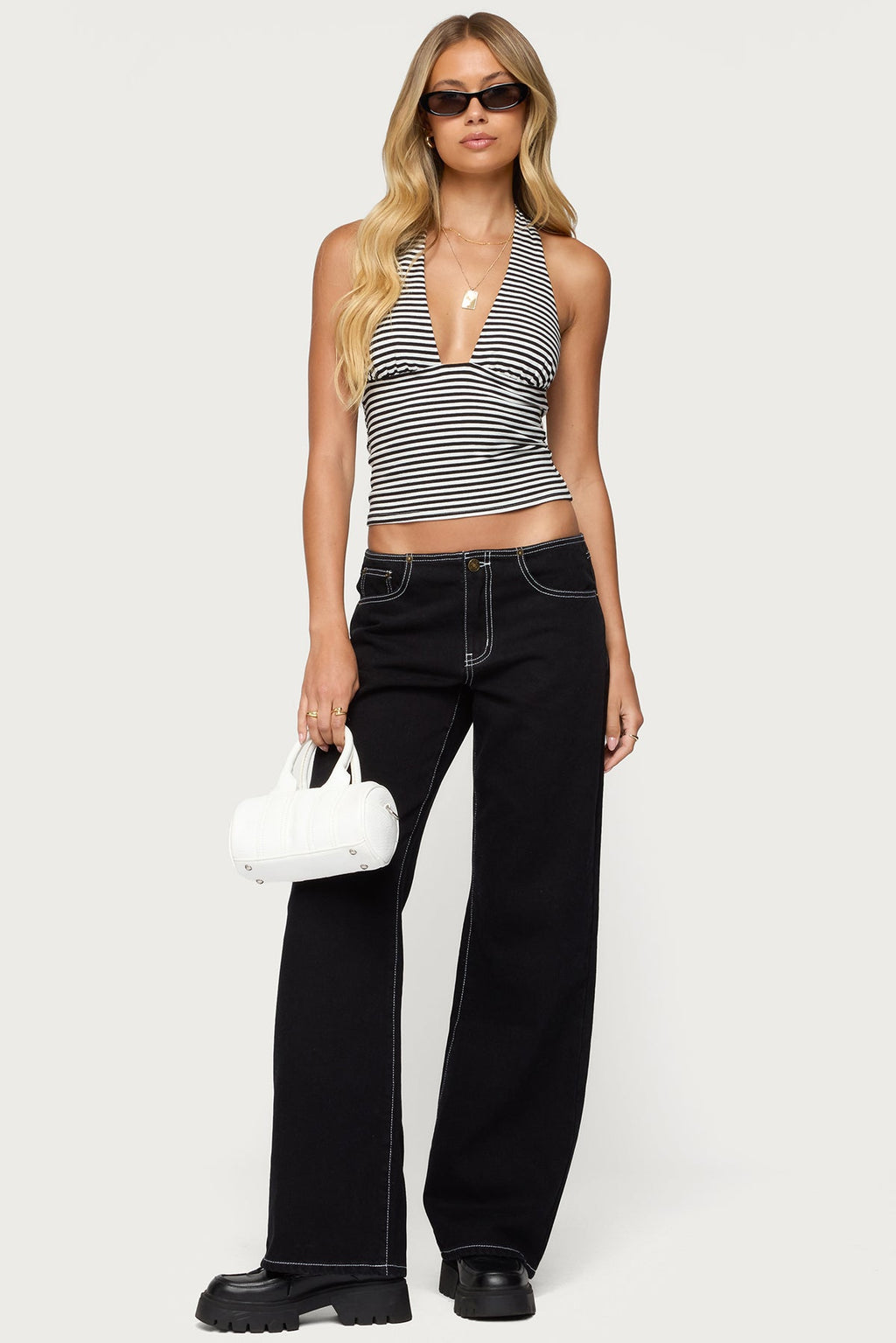 Sage Striped Halter Top