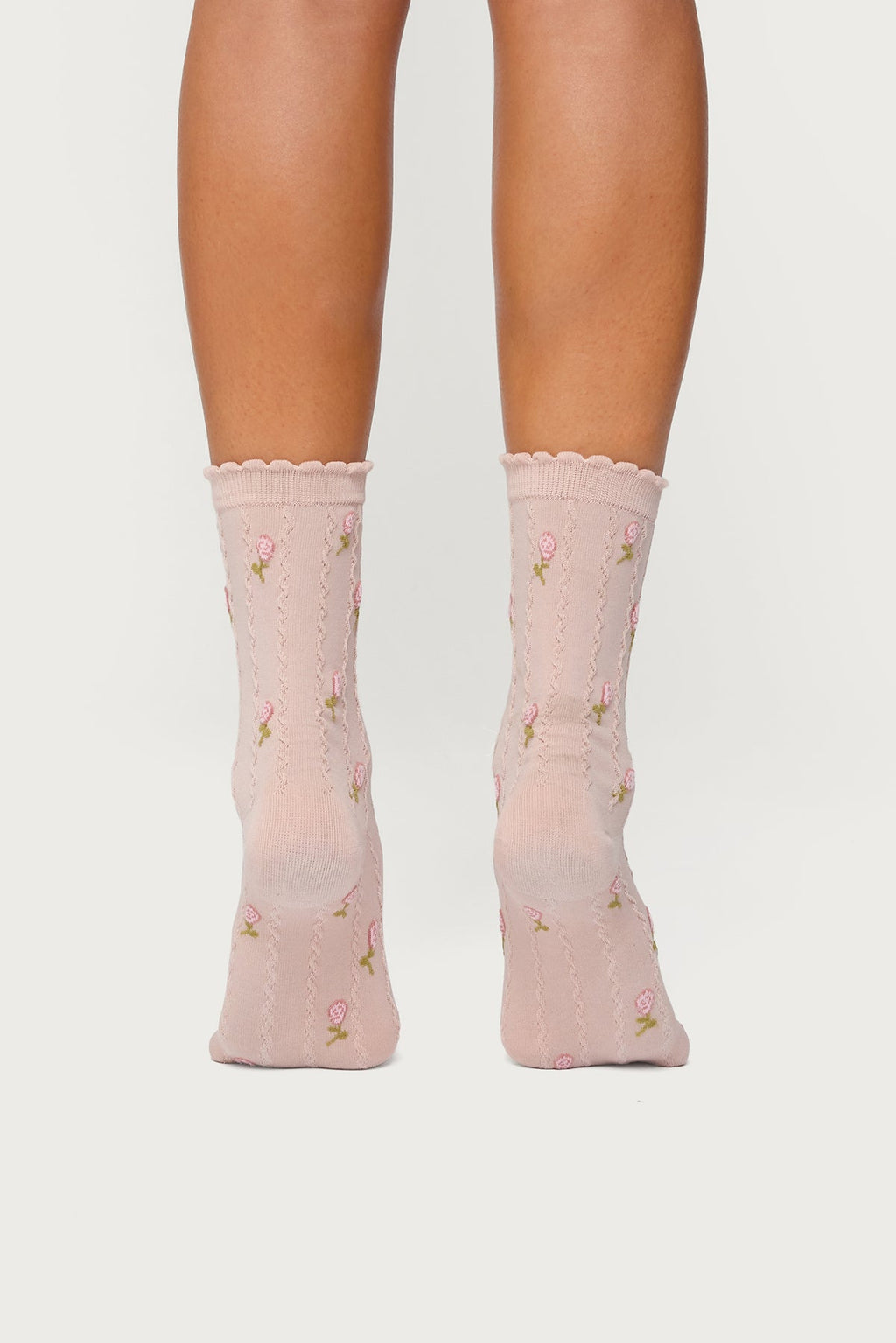 Embroidered Rose Socks