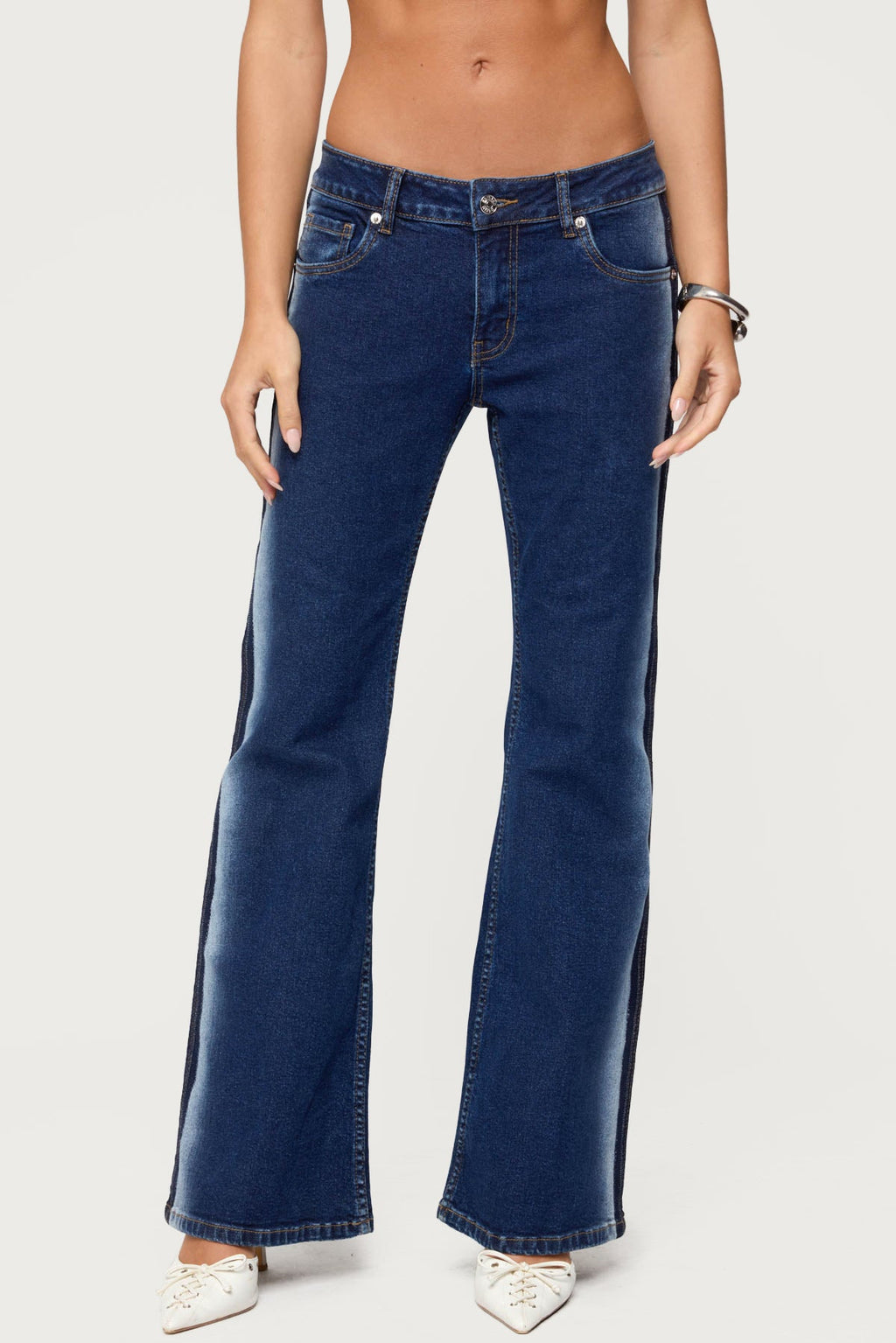 Airbrushed Low Rise Flared Jeans
