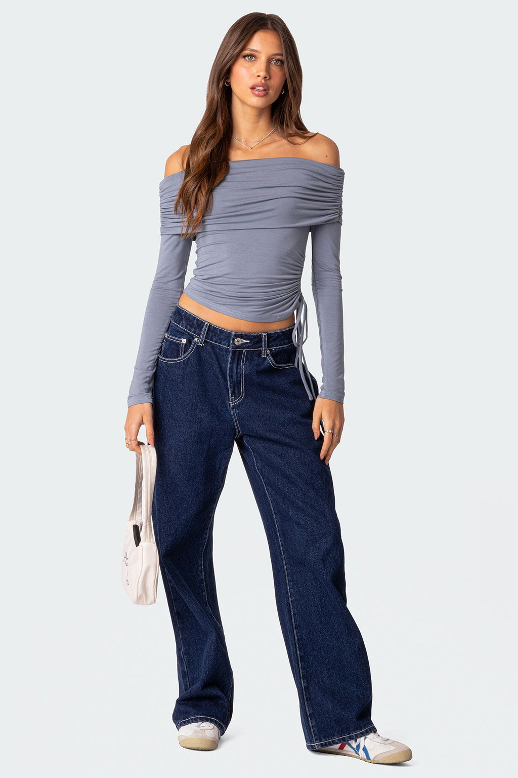 Gathered Fold Over Drawstring Top
