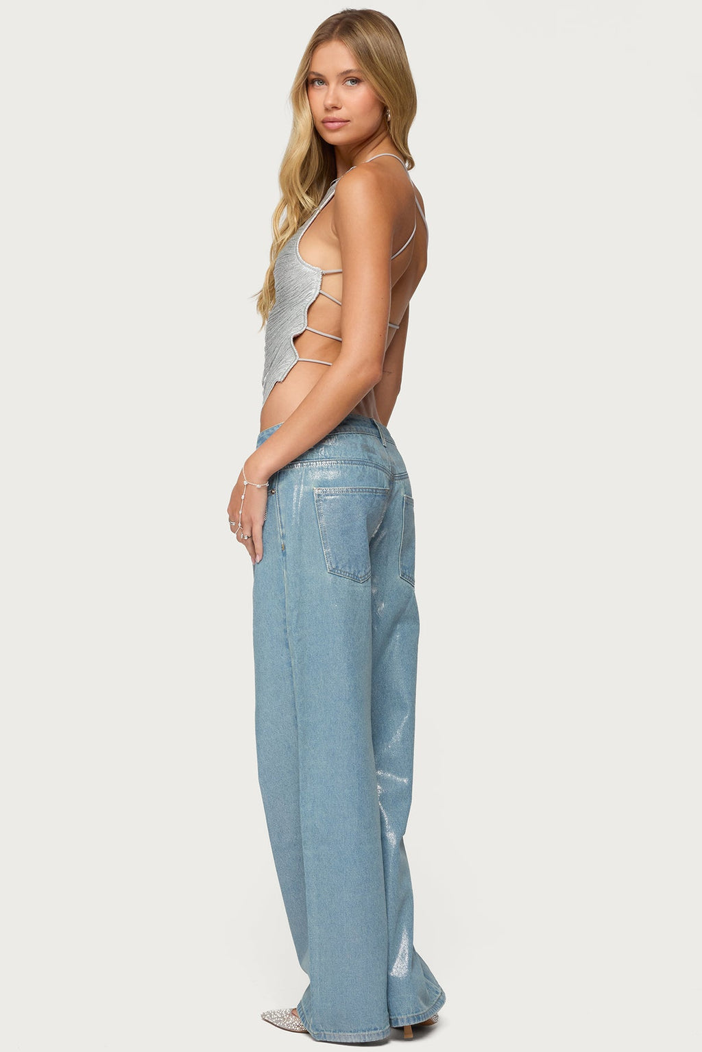 Kalana Crisscross Backless Fringed Top