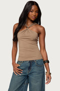 Cielle Wide Strap Gathered Top