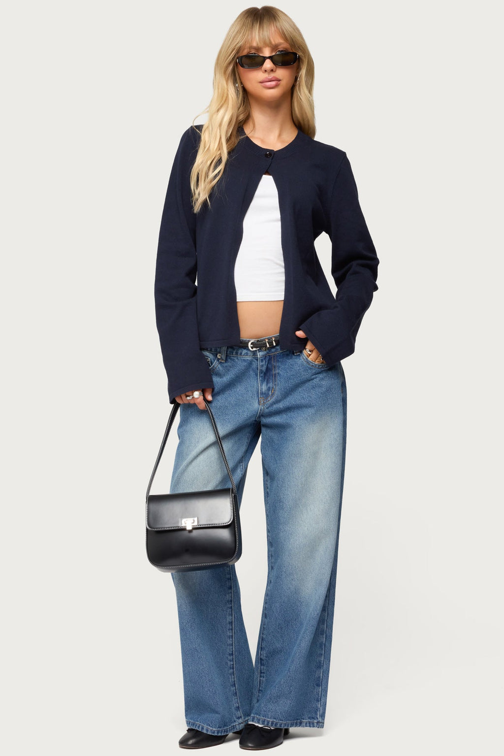 Petite Magda Acid Wash Low Rise Baggy Jeans