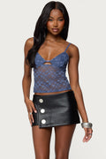 Sheer Lace Cutout Tank Top