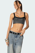 Rhinestone Ribbed Crop Top