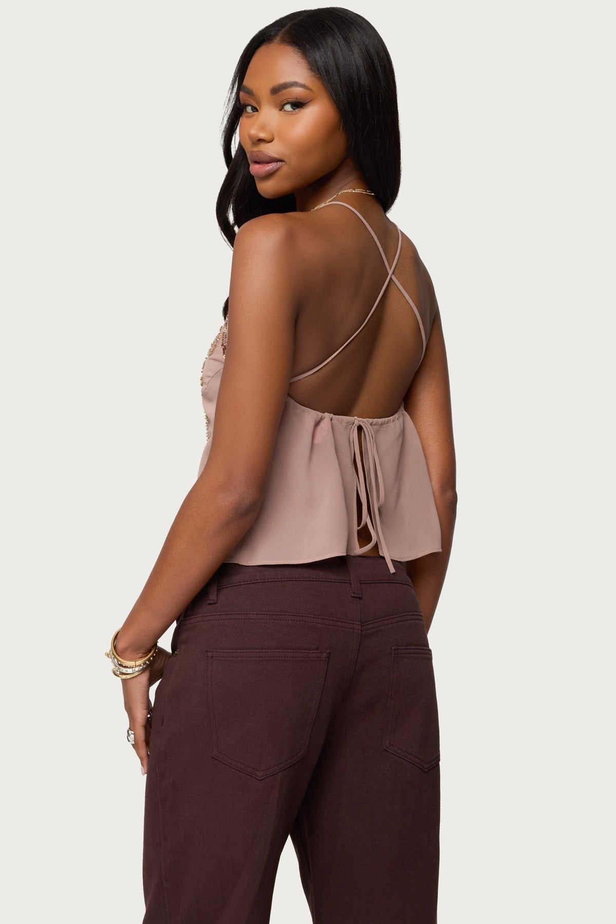 Sorina Embellished V Neck Top
