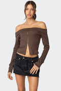 Clarissa Fold Over Ribbed Top