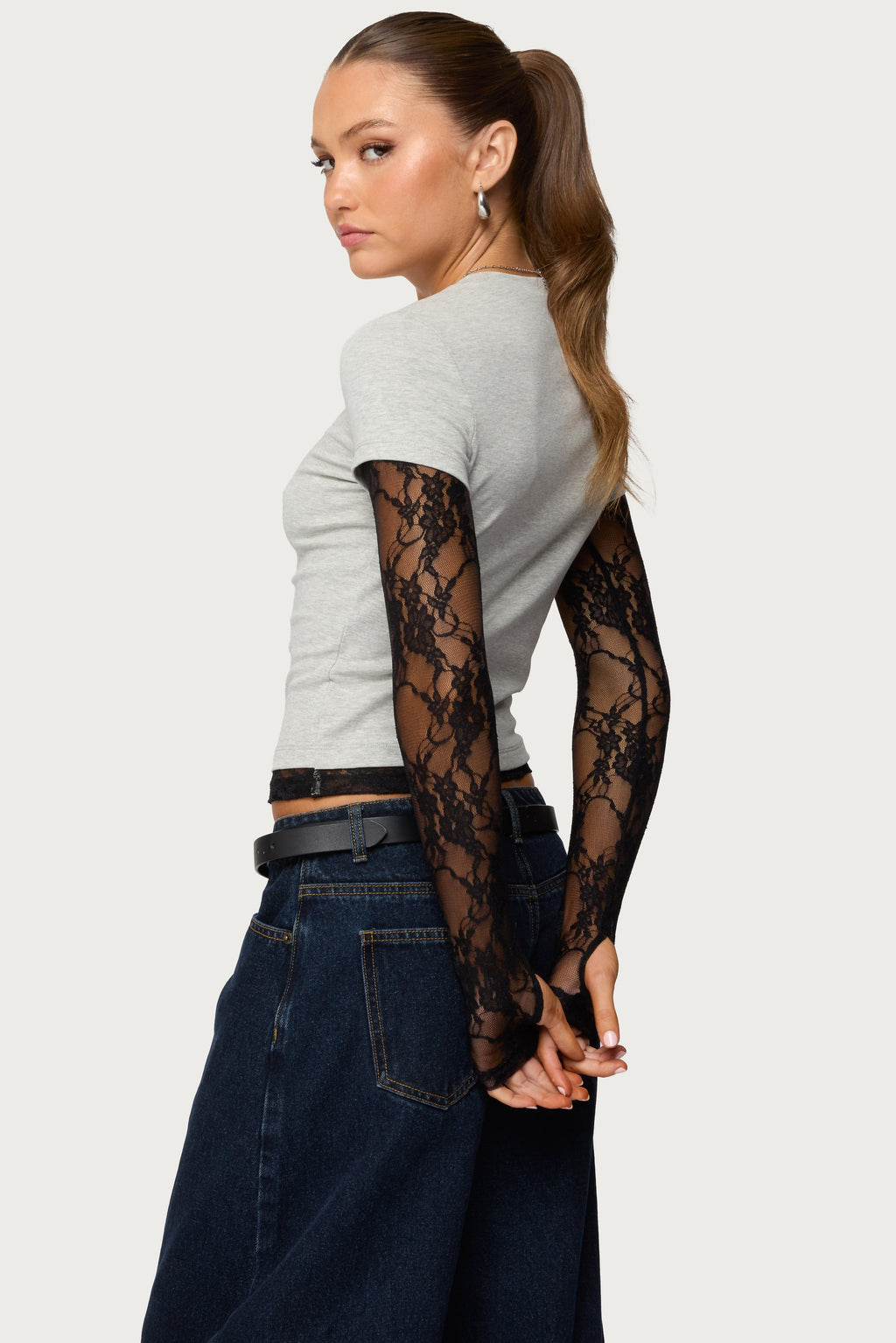 Layered Lace Sleeve Top