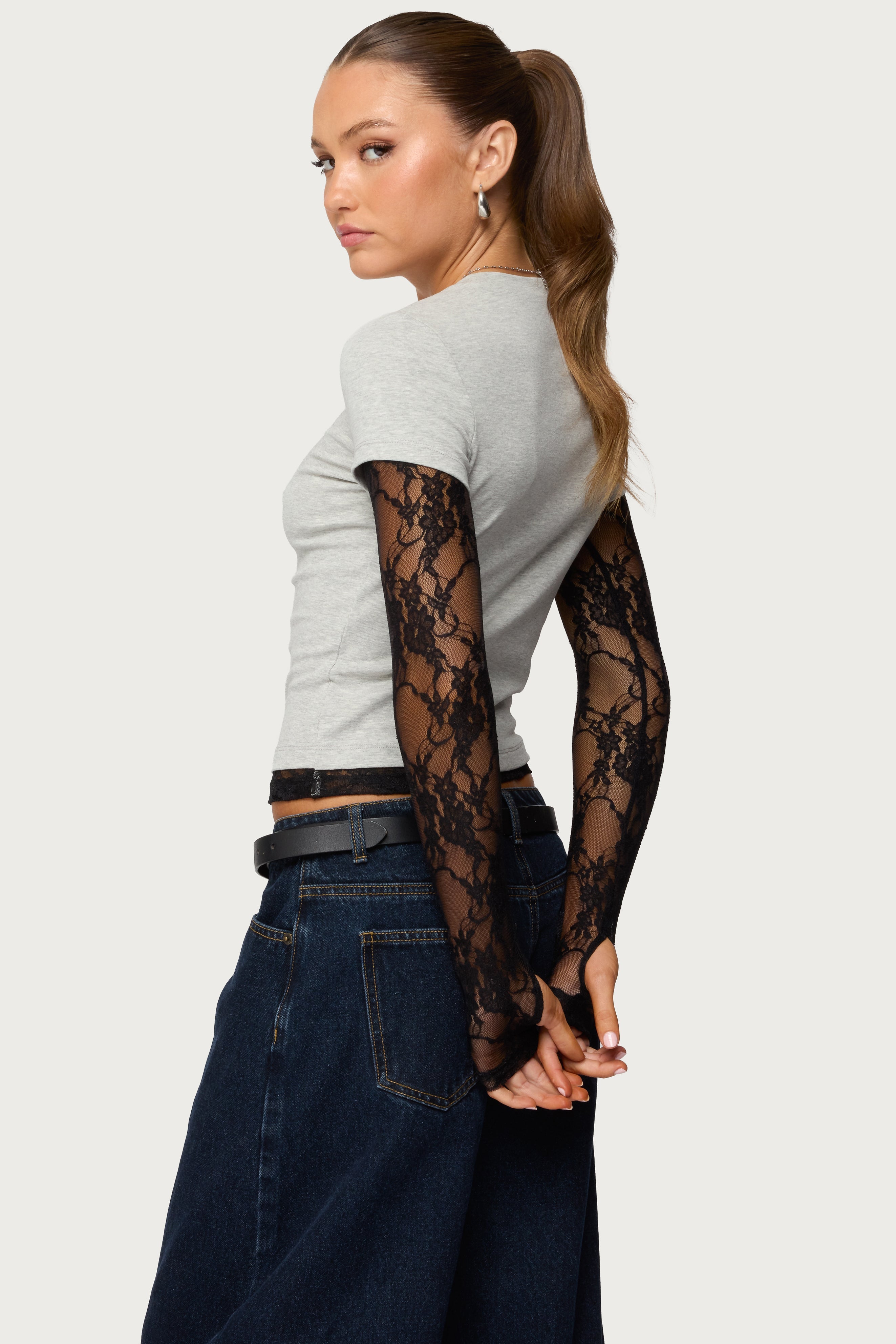 Layered Lace Sleeve Top