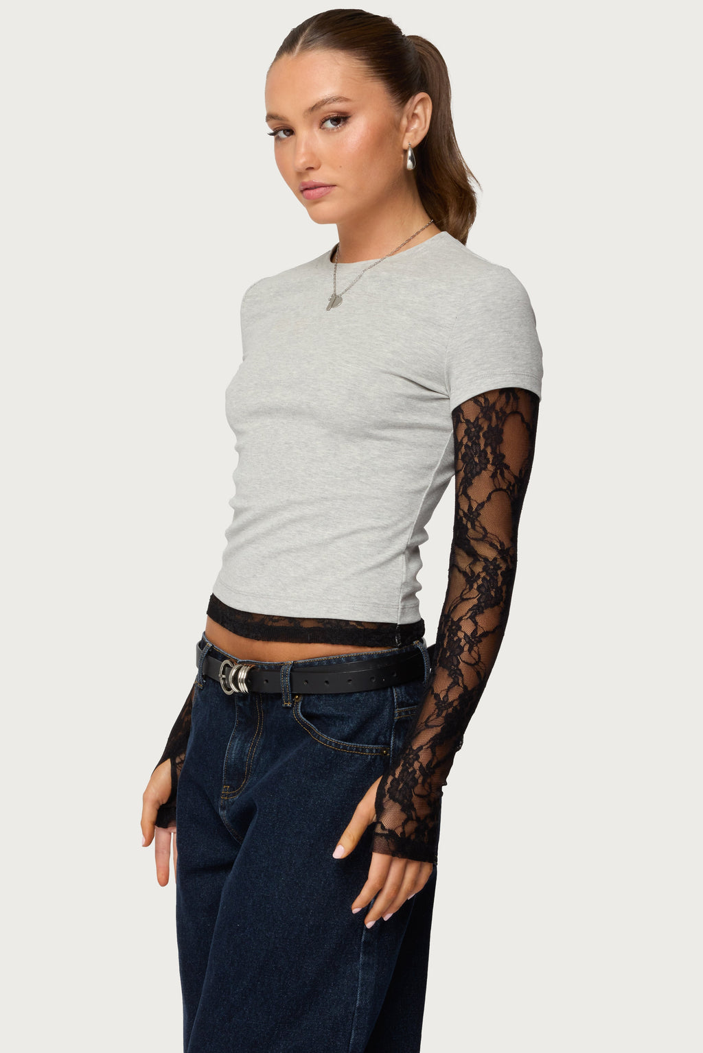 Layered Lace Sleeve Top
