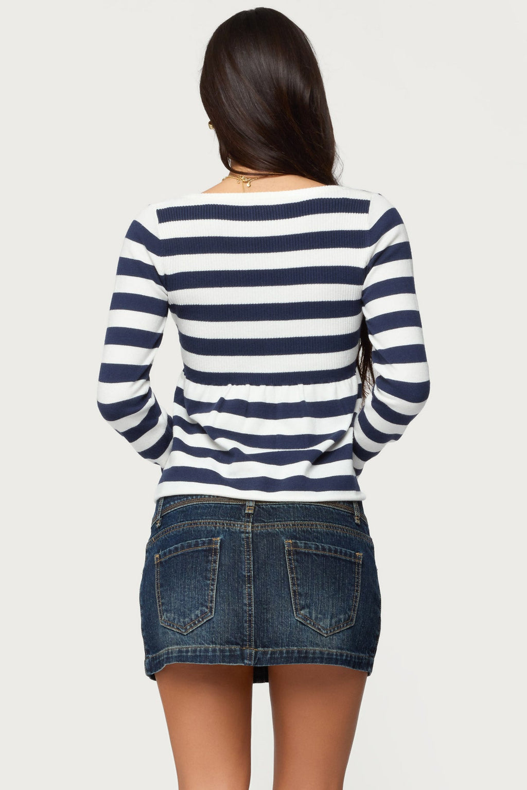 Lockie Striped Knit Babydoll Top