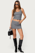 Havana Grommet Ribbed Foldover Mini Skort