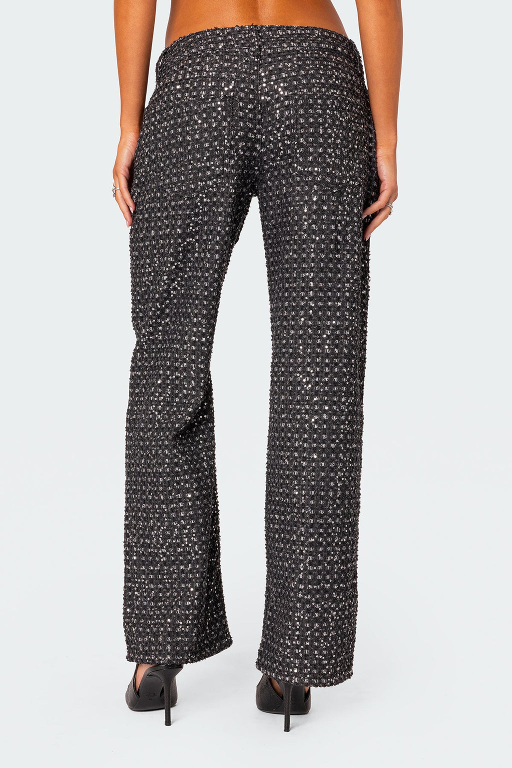 Nyah Sequin Low Rise Wide Leg Jeans