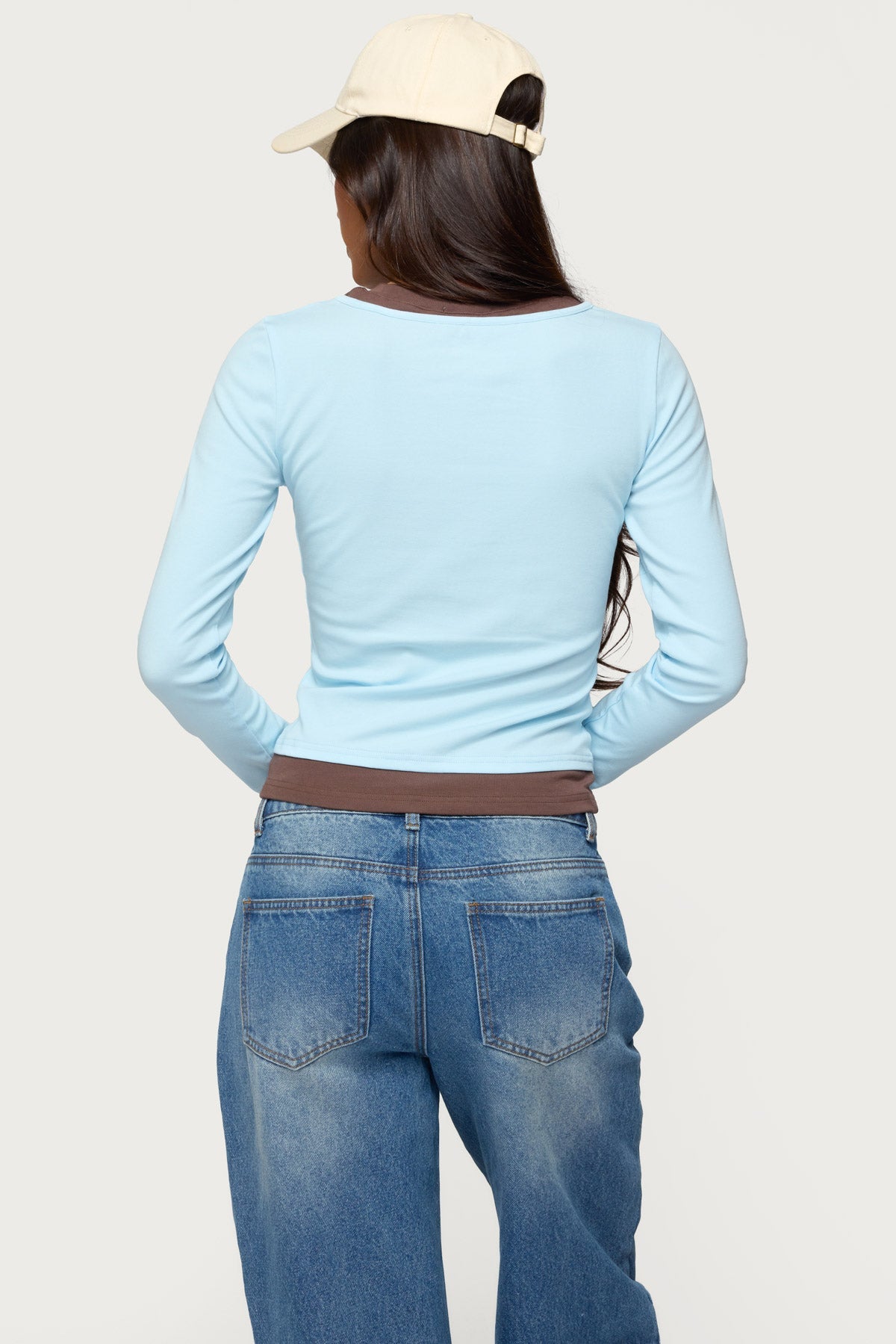Contrast Layered Look Long Sleeve T Shirt