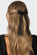 Studded Lace Bow Hair Clip