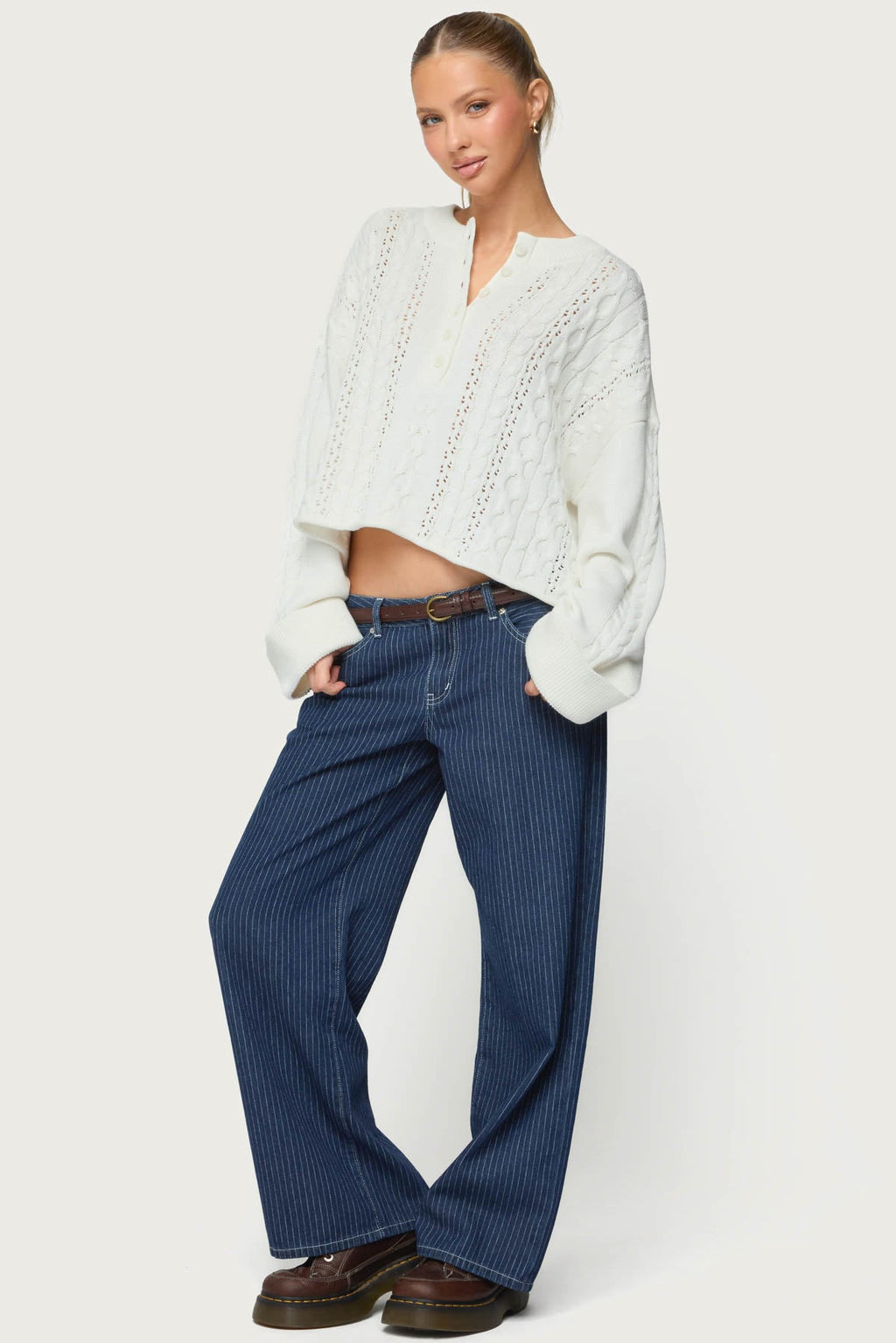 Marianna Button Cable Knit Sweater