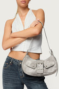 Washed Faux Leather Buckle Bag
