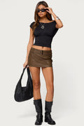 Studded Belt Faux Leather Mini Skort