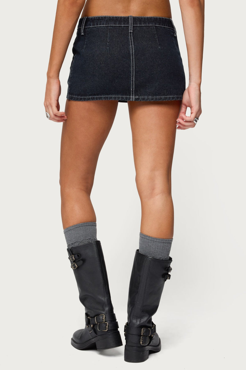 Jakari Contrast Stitch Denim Mini Skort